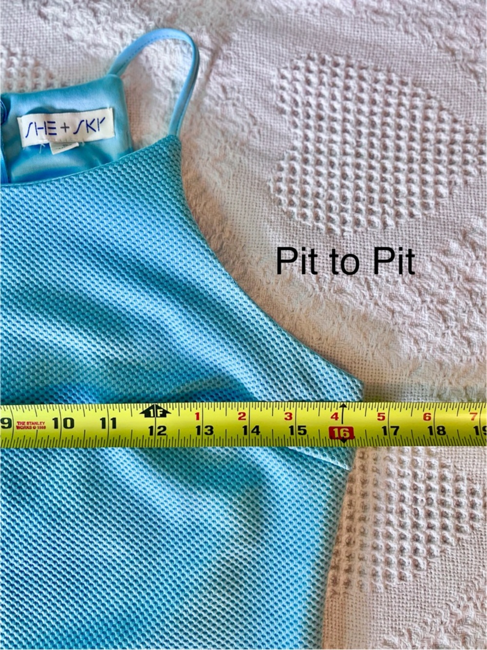 She & Sky Light Blue Spaghetti-Strap Shift Dress Tennis Country Club Summer - Picture 4 of 6